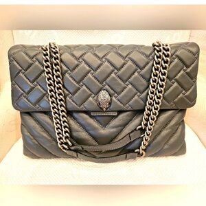 Kurt Geiger London Kensington Gray Quilted Leather XXL handbag 15x10x6”